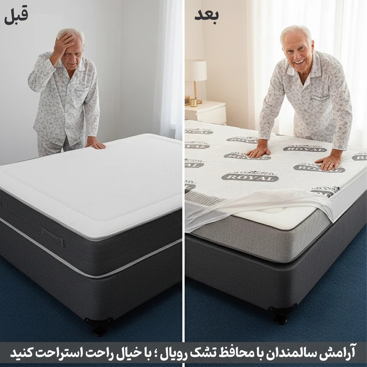 محافظ تشک کرون مدل ضد آب پلاس دونفره سایز 200×160 سانتی متر